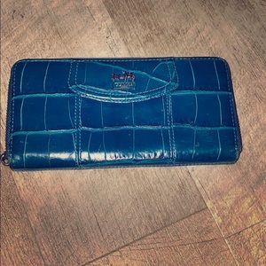Coach crocodile-embossed wallet in Teal/Green